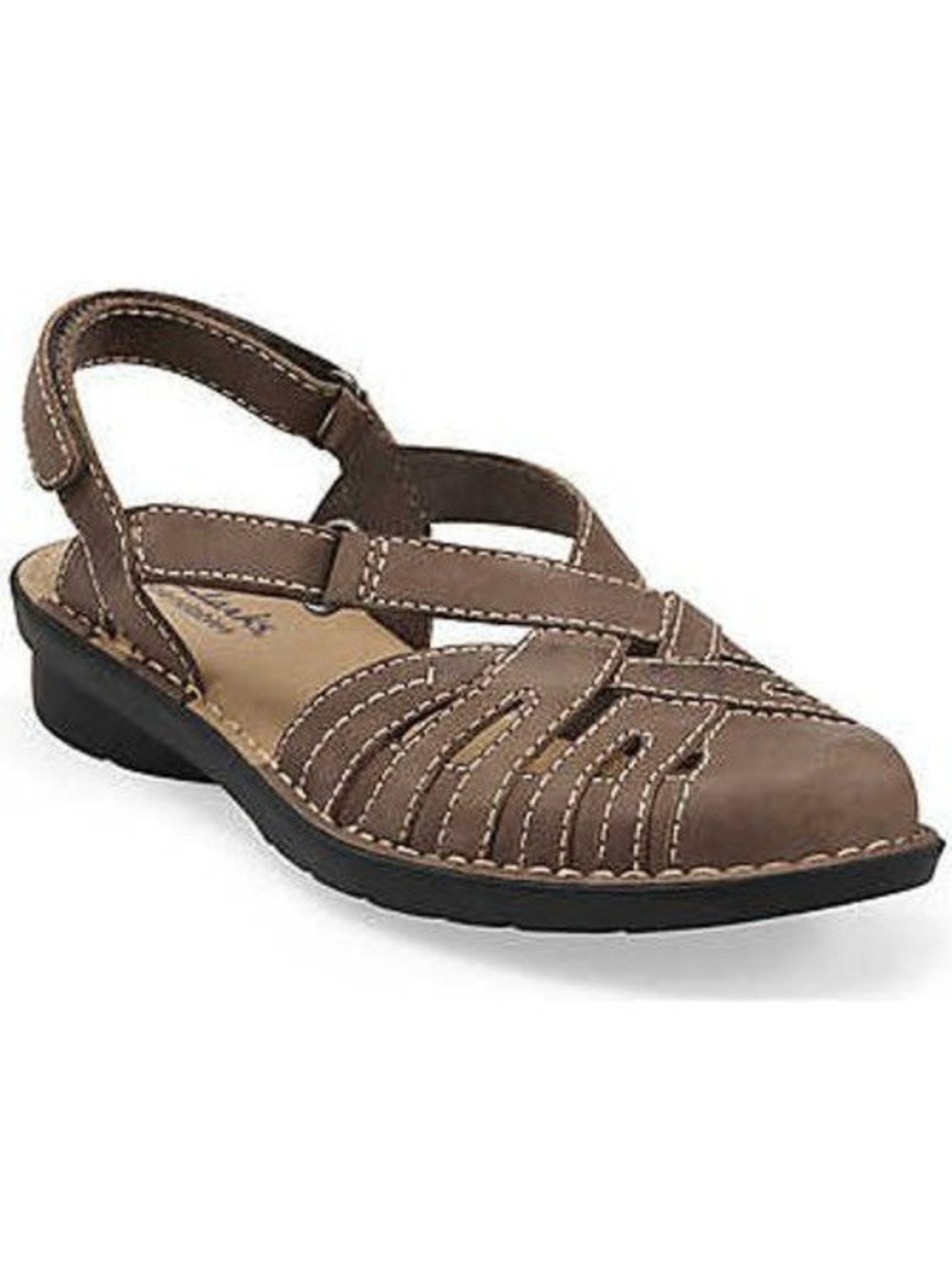 Clarks Bendables NIKKI ROTARY Fishermen Sandals Shoes Brown Women’s Size 12 WIDE